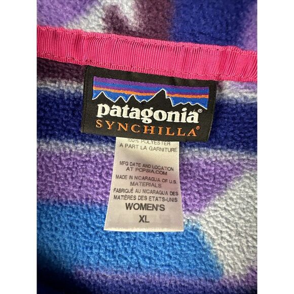 Patagonia Women's Sz XL Synchilla Snap T Guatemalan Tango Bear: Purple Fleece - Picture 4 of 10